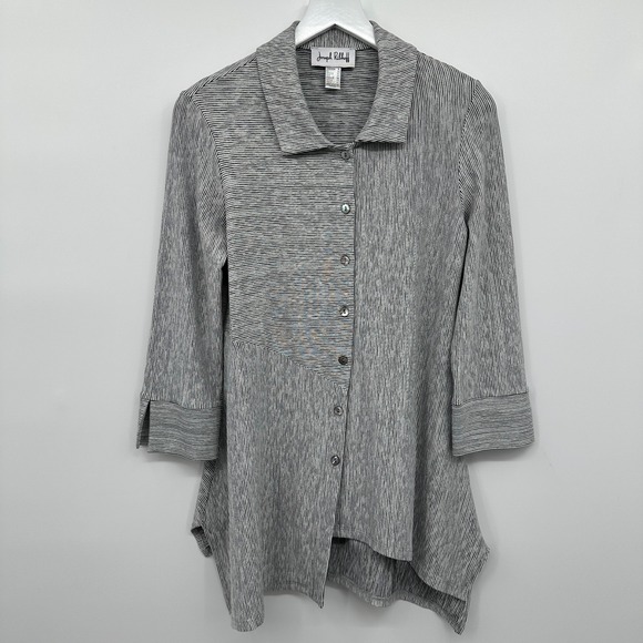 Joseph Ribkoff Tunic Top Shirt Size 8 Stretch‎ 3/4 Sleeves Asymmetric Artsy Boho - Picture 16 of 16